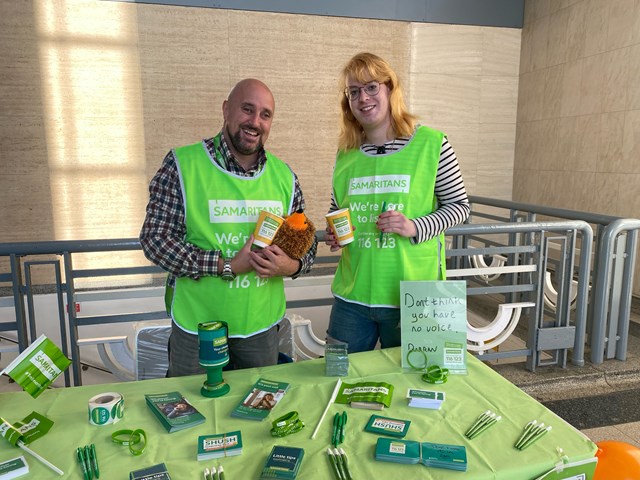 Samaritans on hand with a cuppa and a chat at East Coast Main Line stations this World Mental Health Day: Doncaster station volunteers. Photo credit: Samaritans