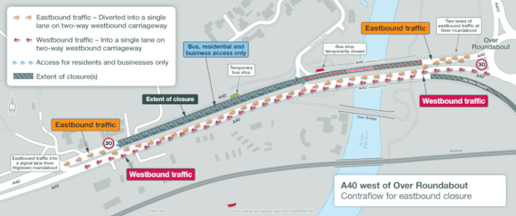 A40 Contraflow EB closure