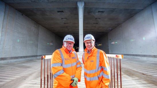 HS2 reaches halfway point on key ‘green tunnel’: Doug Barnett (HS2) and Rupert Blake (BBV) at Burton Green Tunnel – HS2 reaches halfway point-5