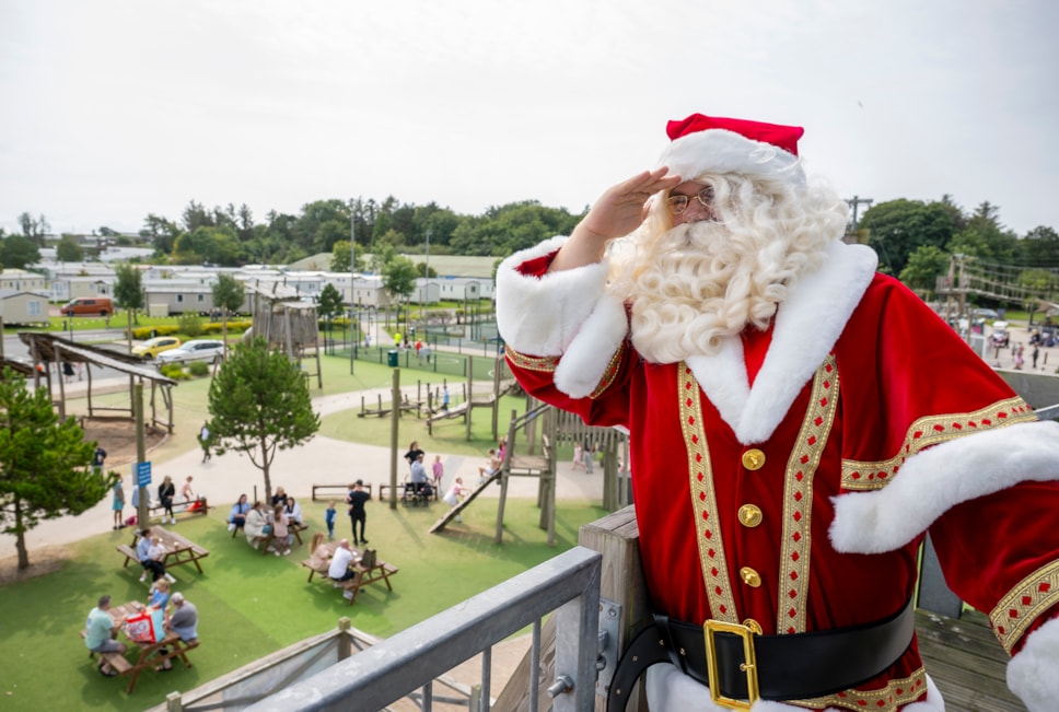 Santa surveys the Hafan y Mor park ahead of his Christmas Eve visit