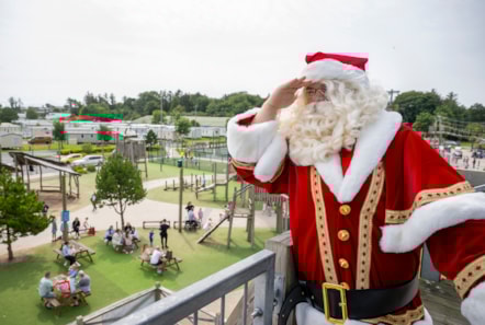 Santa surveys the Hafan y Mor park ahead of his Christmas Eve visit