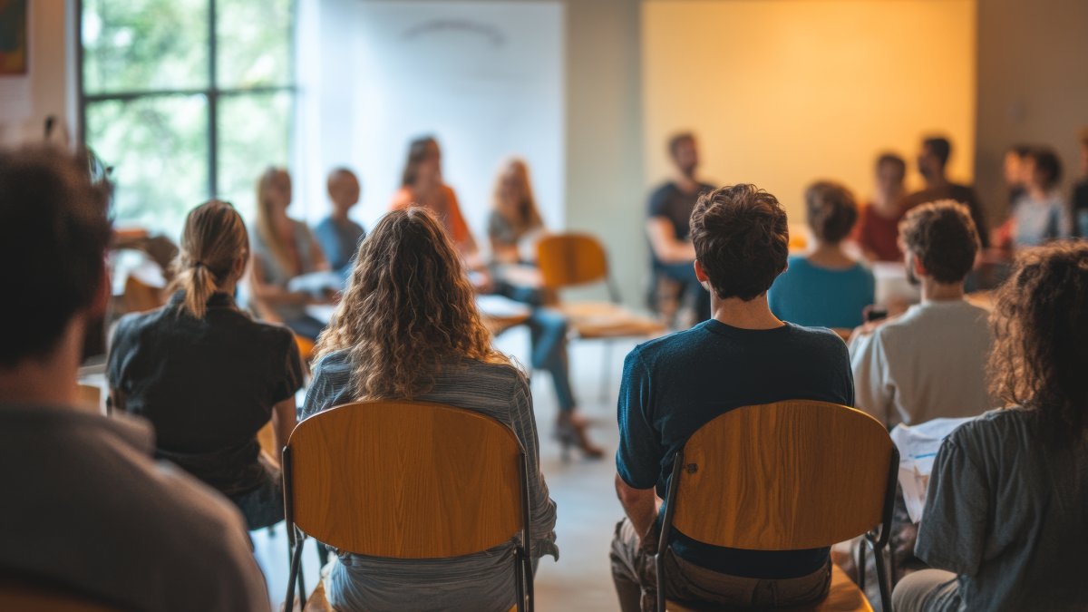 A group of people sitting together
