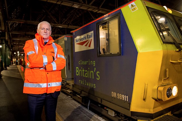 Autumn David Dickson: ScotRail Alliance infrastructure director David Dickson sees one of our rail head treatment trains on its early morning rounds at Glasgow Central.