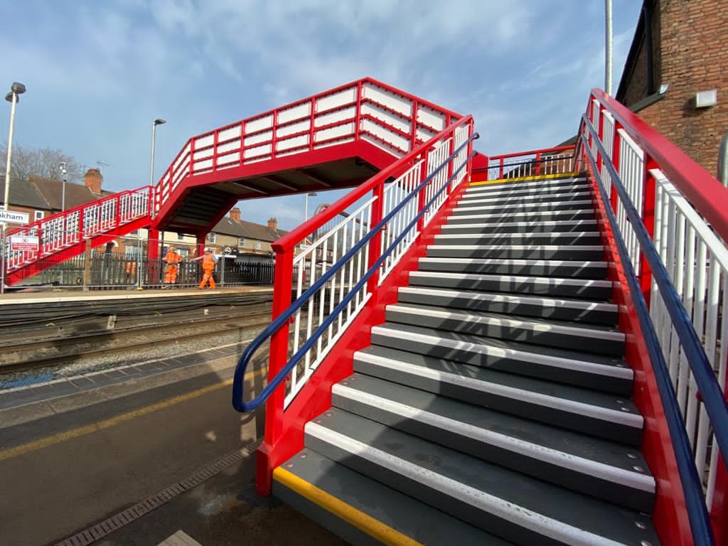 Refurbished footbridge at Oakham station