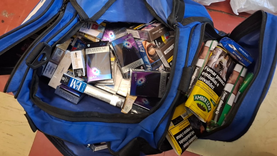 The team discovered cigarettes and five pouches of hand rolling tobacco in branded, non-standardised packaging and oversized, non-complaint vapes.