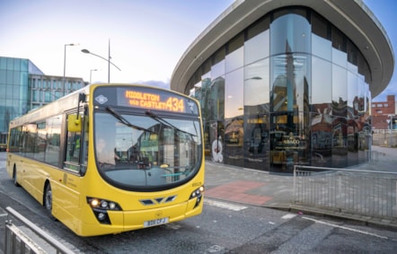 434 service leaves Rochdale bus station at start of T2 franchise