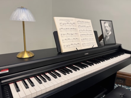 Piano with photo of Edward Stocks Massey