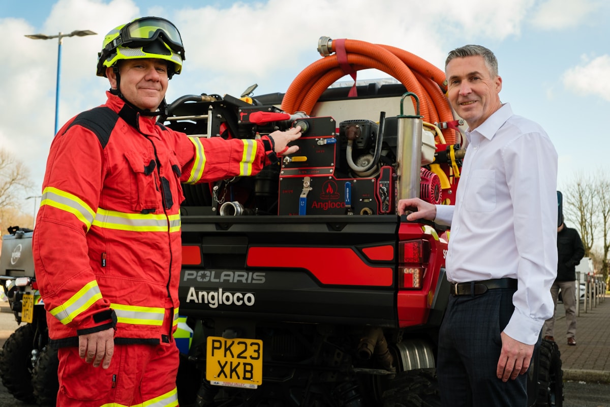 Councillor Graham Barton learns more about fire all terrain vehicle