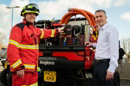 Councillor Graham Barton learns more about fire all terrain vehicle