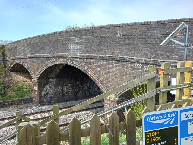 Bridges transformed in Northamptonshire and Leicestershire this month to pave way for electrification: Station Road bridge in Great Glen, Leicester