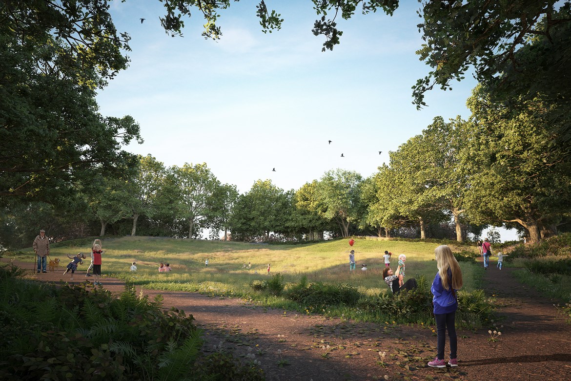 HS2 reveals new landscape plans for Burton Green Tunnel and Kenilworth Greenway in Warwickshire: Visualisation of Kenilworth Greenway