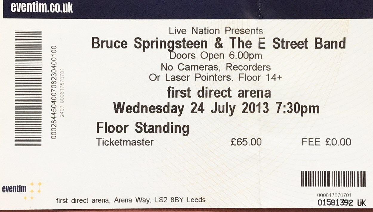 Leodis gig tickets: Tickets which feature in the collection include a stub for Bruce Springsteen’s unforgettable performance which officially opened the First Direct Arena in 2013. Credit Leeds Libraries.