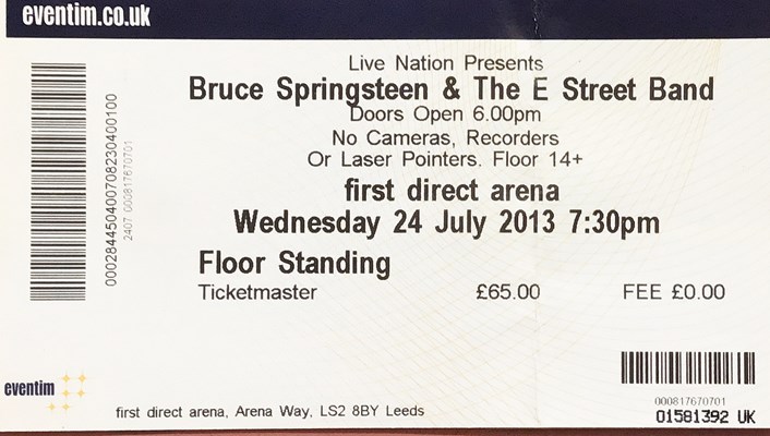 Leodis gig tickets: Tickets which feature in the collection include a stub for Bruce Springsteen’s unforgettable performance which officially opened the First Direct Arena in 2013. Credit Leeds Libraries.