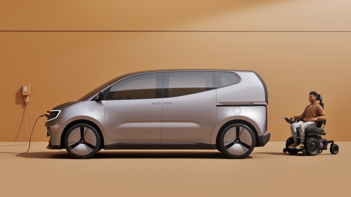 Inclusive EV design: Motability Operations and CALLUM reveal next-generation electric wheelchair accessible vehicle concept: eVITA side view charging