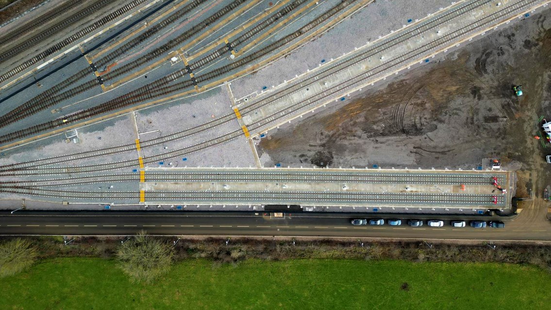 Bird's eye view of the new track layout at Banbury depot