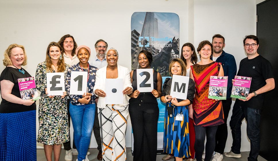 Cllr Santiago Bell-Bradford (third from left), at the report launch with affordable workspace tenants, operators and members of the council’s inclusive economy team.