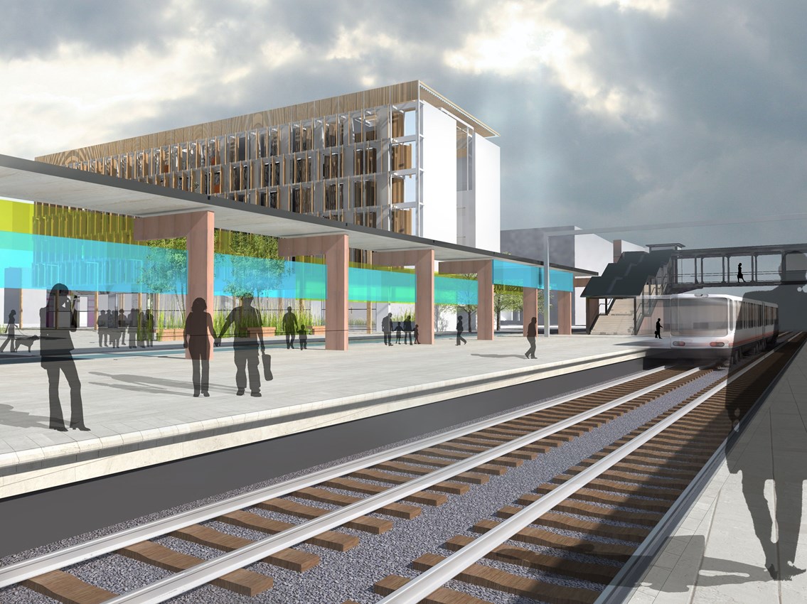 PLANNING PERMISSION SOUGHT FOR NEW STATION AT KIRKSTALL FORGE: Artist's impression - planned station at Kirkstall Forge