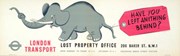 Poster; Have you left anything behind by P Gates, 1951 (C) TfL from London Transport Museum's collection: Poster; Have you left anything behind by P Gates, 1951 (C) TfL from London Transport Museum's collection