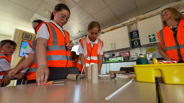 Children taking part in first Hest Bank STEM lesson