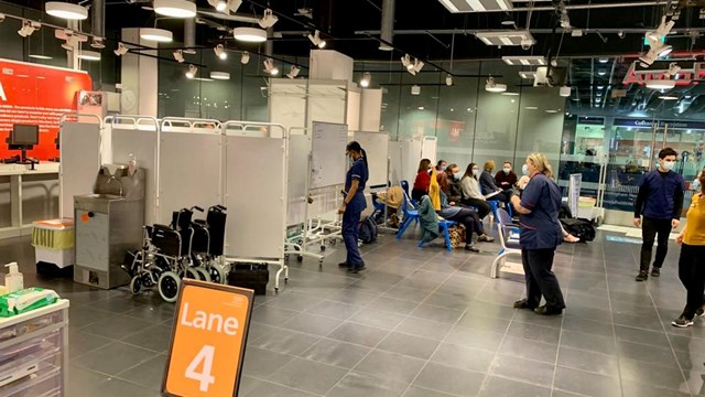 Inside the new vaccination clinic in the former retail unit at Birmingham New Street