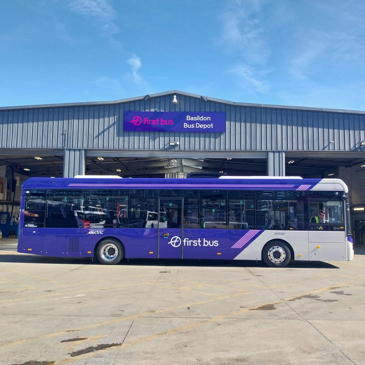 Electric Bus at Basildon Bus Depot