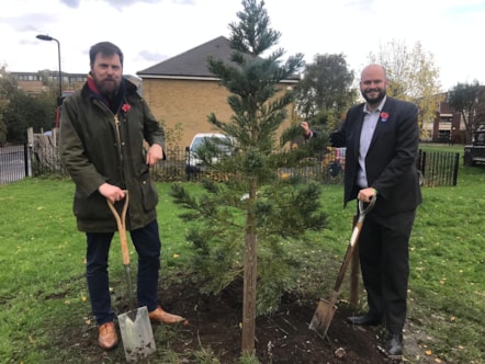Cllr Jon Burke and Mayor of Hackney, Philip Glanville, planting the first of the 6,000 new trees