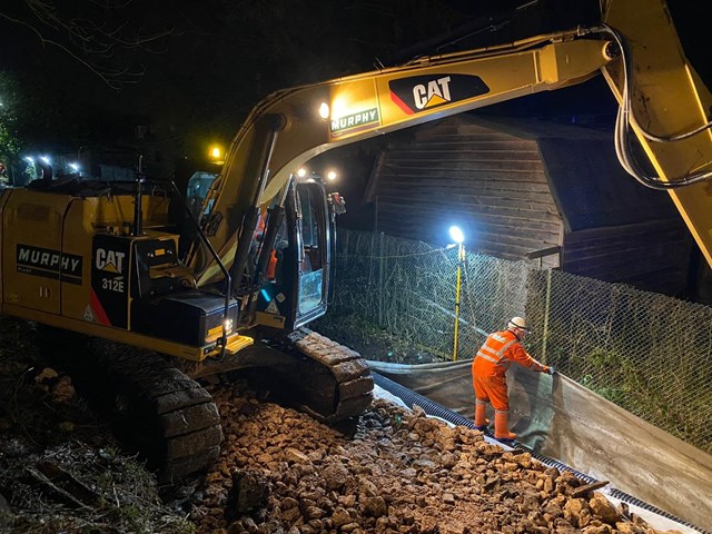 UPDATE: Emergency rail works continue at Ingatestone to repair embankment: Ingatestone emergency works 4
