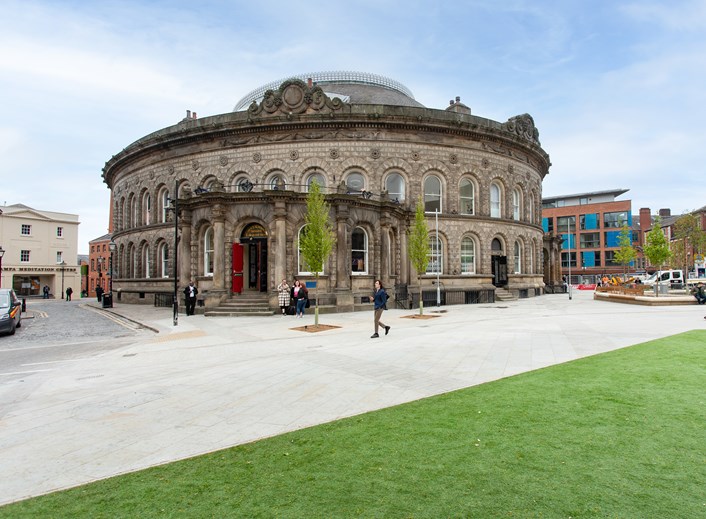 Leeds Corn Exchange: A section of the new public space outside Leeds Corn Exchange. Credit: Ravage Productions.