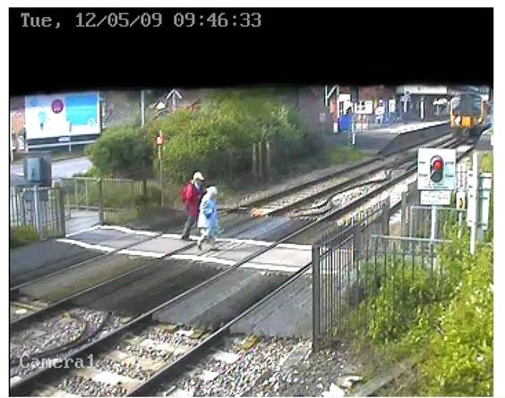 OAPs make a run for it at Wareham level crossing, Dorset