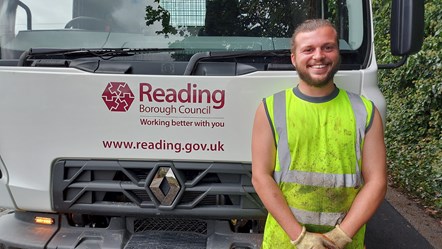 Highways Senior Jordan Brookson is completing a Construction Plant Operations apprenticeship at Reading Borough Council