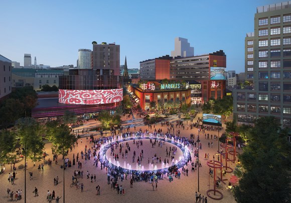 Plans for transformation of Smithfield Birmingham submitted for approval: 22050 209 Festival Square Event Aerial