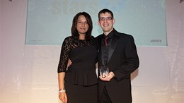 Jon, receiving his Mitie stars award from Mitie CEO Ruby McGregor-Smith.: Jon, receiving his Mitie stars award from Mitie CEO Ruby McGregor-Smith.