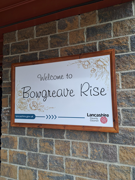 Sign outside the new Bowgreave Rise Care Home in Garstang
