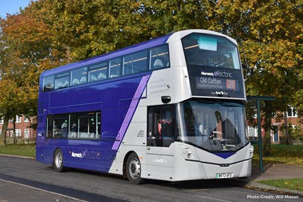 First Eastern Counties Electric Bus 21 Service - Credit Will Mason