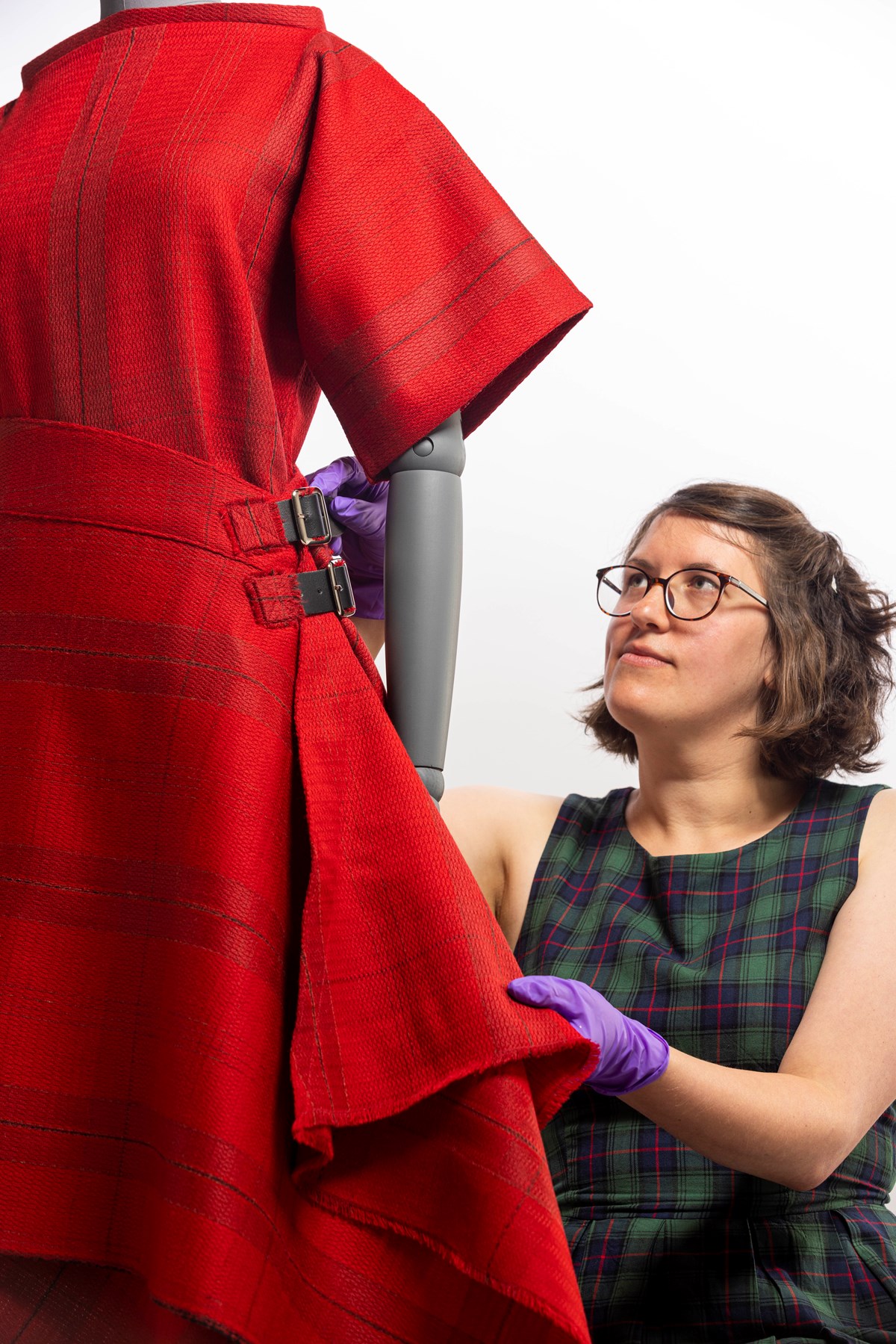 William Grant Foundation Research Fellow, Rosie Waine with a skirt and top by Prickly Thistle. Credit - Duncan McGlynn (3)