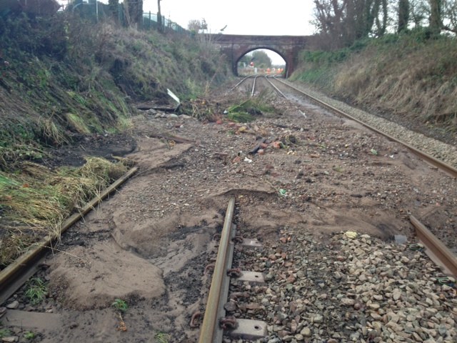 Landslips and flooding on Carlisle to Workington line with more bad weather on the way: Maryport landslip between Carlisle and Workington