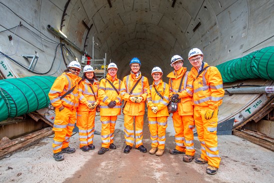 Long Itchington Wood Tunnel, December 2022: Hosted by HS2 Ltd’s CEO Mark Thurston, the Transport Secretary Mark Harper was joined by Balfour Beatty VINCI apprentices on the tour of the first completed tunnel.