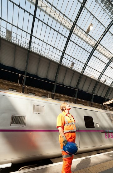 NEW ROOF UNVEILED TO GIVE A GLIMPSE INTO THE FUTURE AT KING’S CROSS: Looking up at the new King's Cross roof.