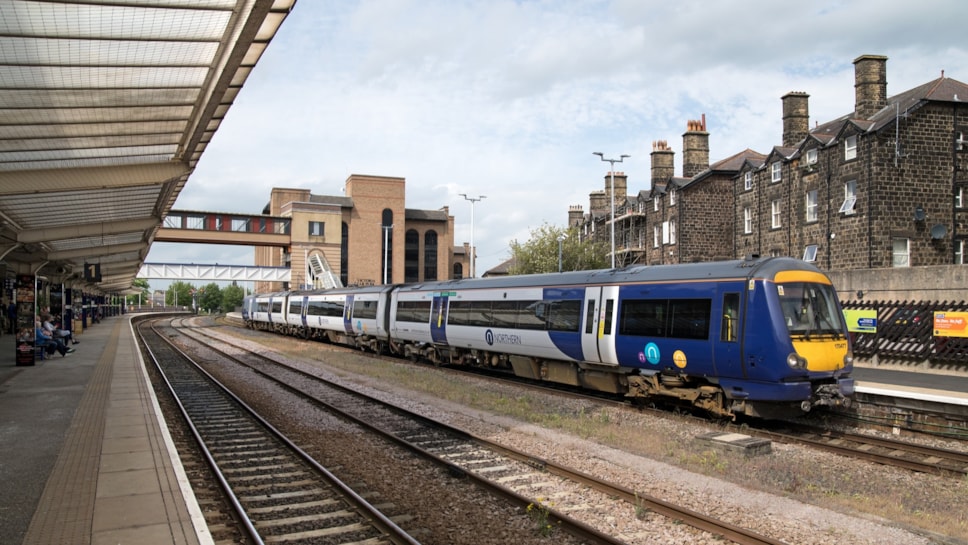 Image shows Northern train at Harrogate station