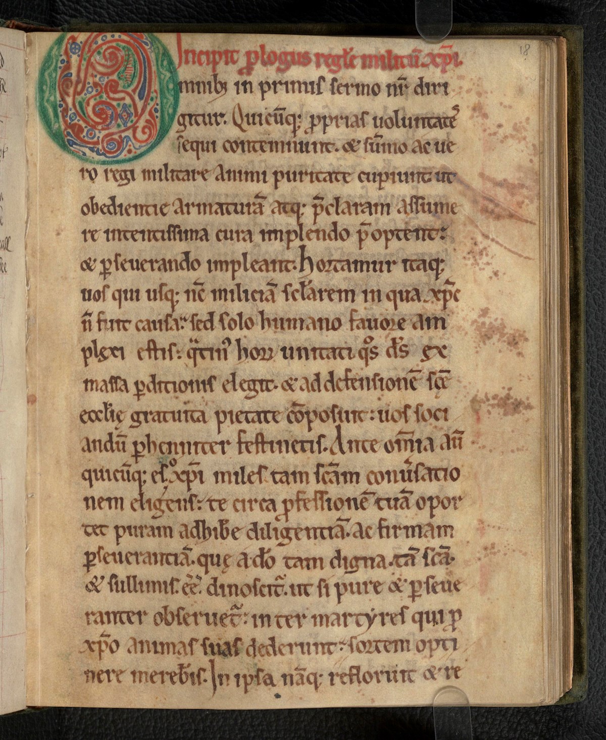 This colourful manuscript of the rule of the Templar order was probably written in England in the 12th century. It gives the original 12th-century Latin version of the rule. The knights' code of conduct is set out in interesting detail. The order was dissolved in 1312.