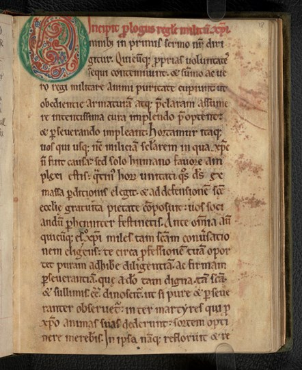 Rule of the Knights Templar: This colourful manuscript of the rule of the Templar order was probably written in England in the 12th century. It gives the original 12th-century Latin version of the rule. The knights' code of conduct is set out in interesting detail. The order was dissolved in 1312.