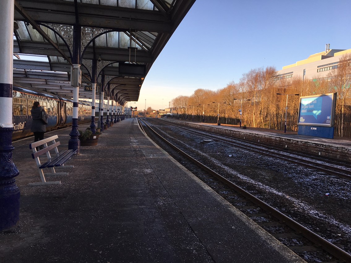 Kilmarnock Station accessibility improvements in site: Kilmarnock Station platform 3