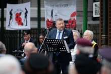 Southeastern's managing director Steve White speaking at the Service of Remembrance: Southeastern's managing director Steve White speaking at the Service of Remembrance