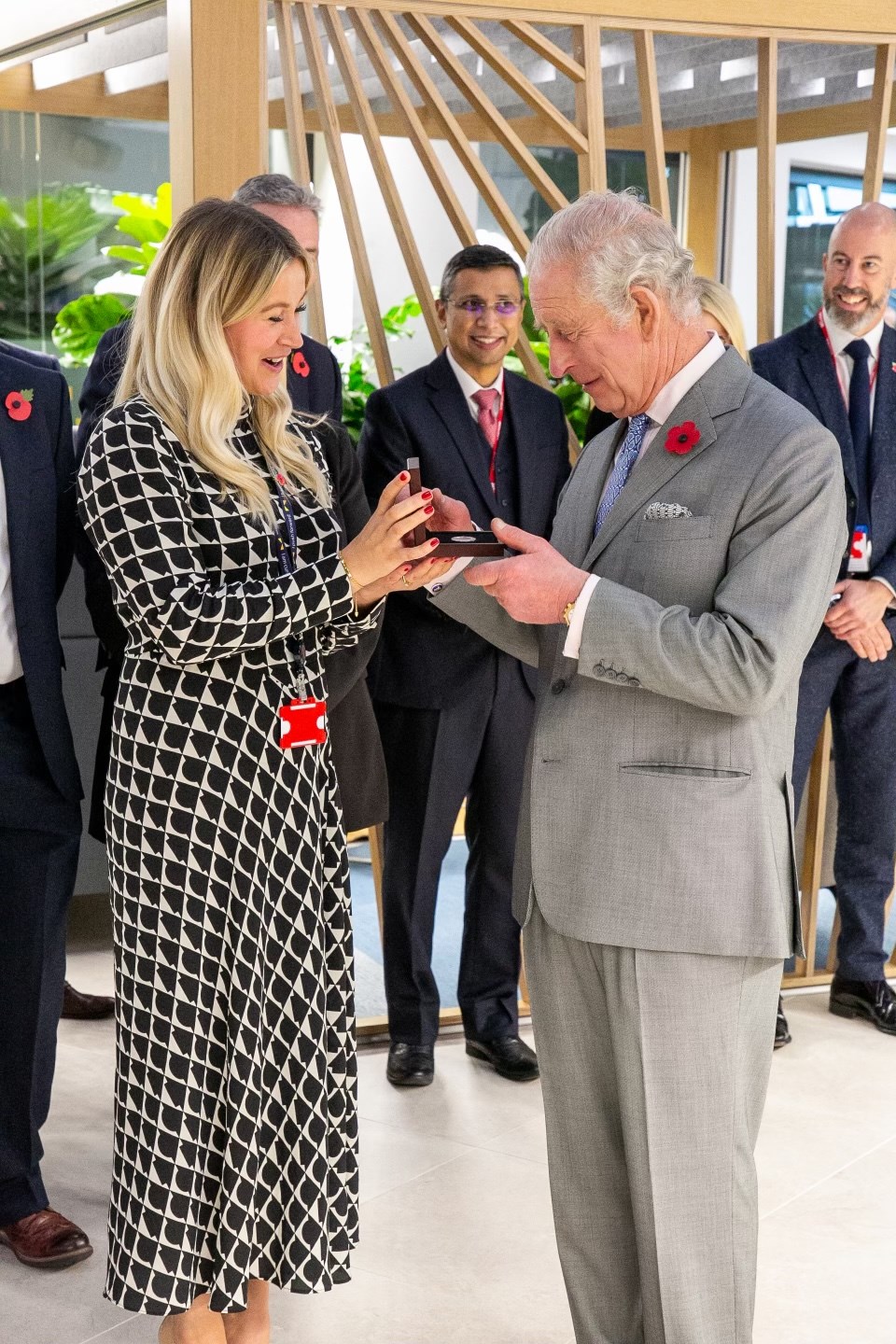 Royal visit: His Majesty The King met a range of representatives from the Leeds financial sector at the new Leeds Building Society headquarters on the first day of his trip to Yorkshire. 
Alongside the Society’s chief executive Richard Fearon, The King spoke to colleagues and leaders from the industry to discuss issues related to the cost-of-living crisis.
During his visit, His Majesty unveiled a plaque officially opening the Leeds Building Society head office, which is one of the most energy-efficient buildings in the region, and was presented with a commemorative gold sovereign featuring a portrait of his great great great-grandmother Queen Victoria and dated 1875, the year the building society was founded.