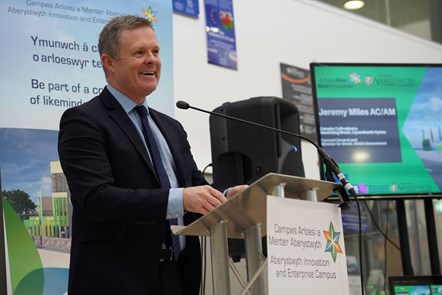 Jeremy Miles at the launch of the Aberystwyth Innovation and Enterprise Campus.