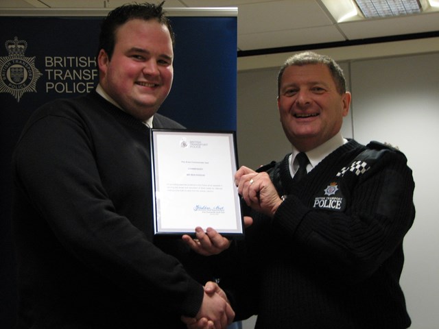 Cable theft commendation presentation: Ben Kidson and Chief Supt Terry Nicholson