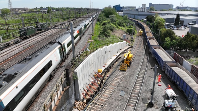 Railway and Euston reopen after bank holiday railway upgrades: Harlesden - Drone picture taken of earthworks scheme
