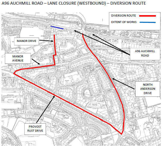 Lane closure on A96 Auchmill Road Transport Scotland