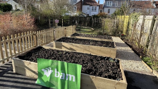 Network Rail contractor BAM transforms green space for Bristol school children: BAM planters (1)