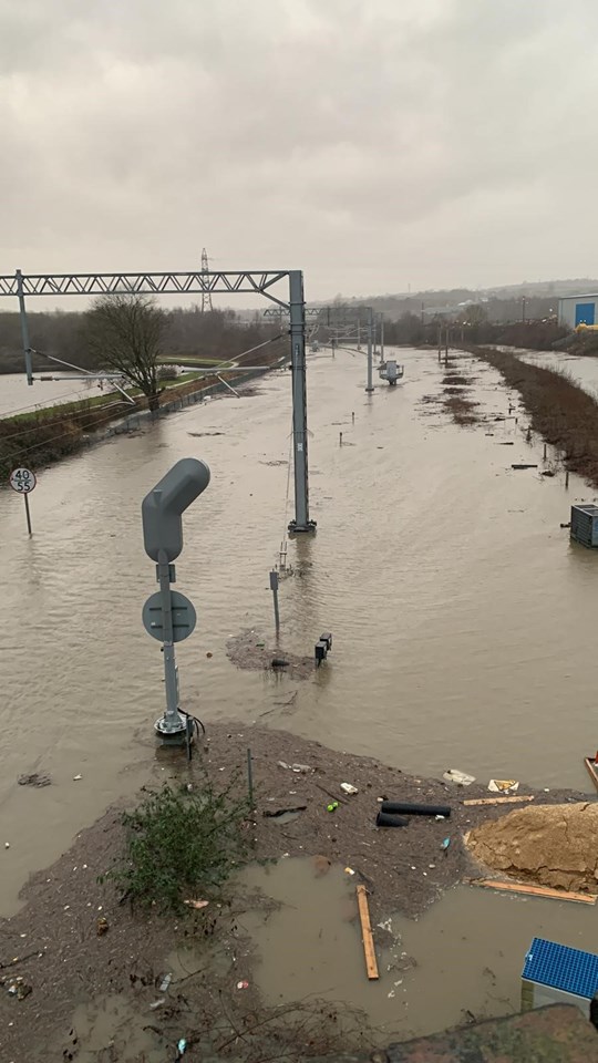Major flooding near Rotherham in South Yorkshire (Photo taken 20 Feb 2022)